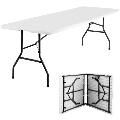 FDW Folding Half Portable Foldable Table for Parties Backyard Events (White, 6 FT 70 * 29) (White, 8 FT)