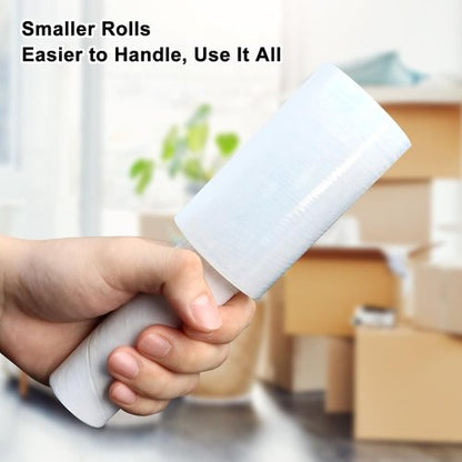 JUKFITA Stretch Film - 4" x 500 ft Shrink Wrap Rolls with Handle | Lightweight Plastic Wrap for Moving