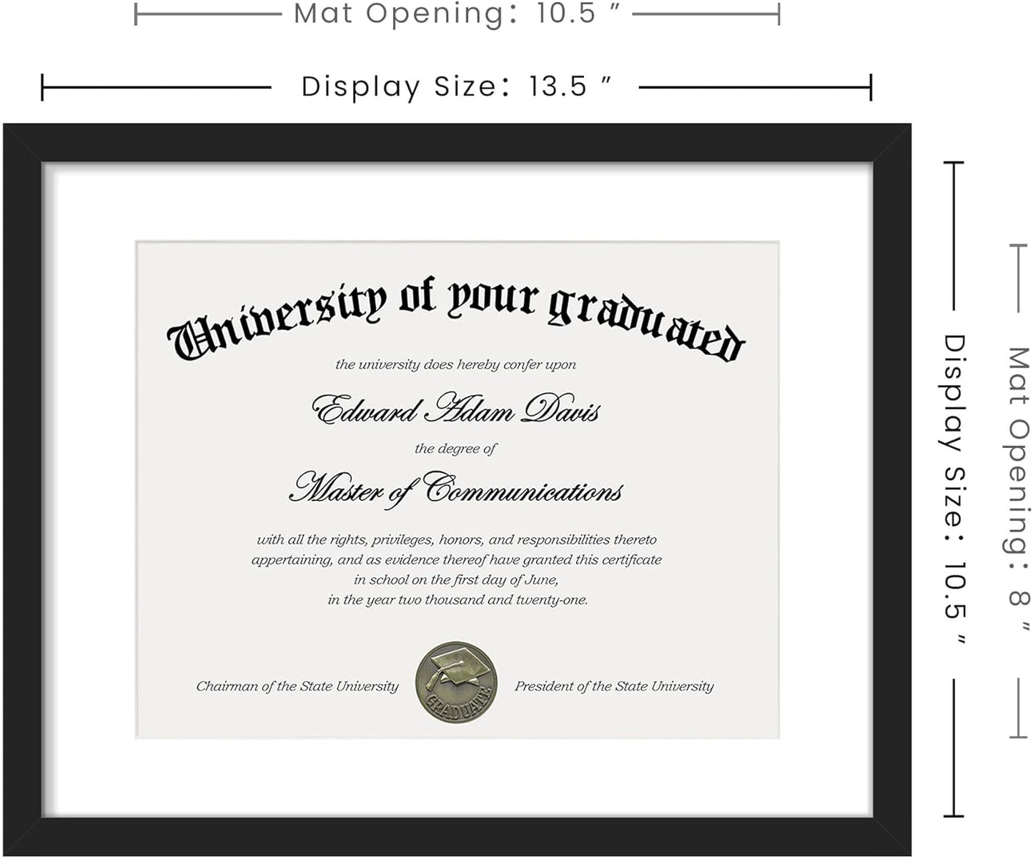 Upsimples 11x14 Diploma Frame - Clear Plexiglass Display for 8.5x11 Certificates | Black, 1 Pack