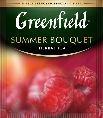 Greenfield Summer Bouquet Herbal Tea Collection Finely Selected Speciality Tea 100 Double Chamber Teabags With Tags in Foil Sachets