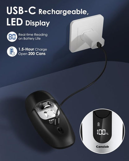 Canslab IRON Rechargeable Electric Can Opener - Wall-Mountable, Smart Auto Stop & LED Battery Indicator