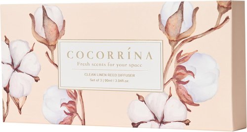 COCORRÍNA Reed Diffuser Set - 3 Pack of 3.04 Fl. Oz Cashmere Vanilla, Sandalwood Rose & Clean Linen for Home Decor