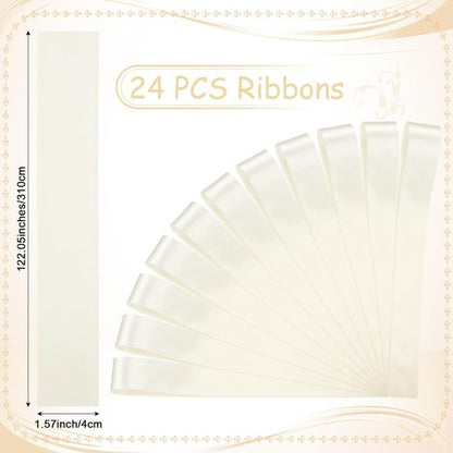 Daifunli Wedding Bows - Elegant Ivory White Satin Aisle Decorations | 24 Pcs Chair Ribbons