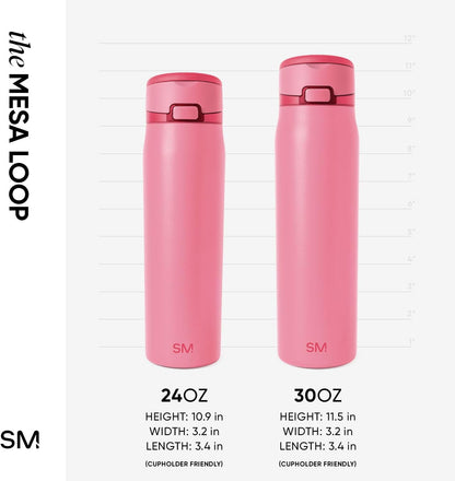 Simple Modern Mesa Loop Water Bottle - Insulated 24oz Stainless Steel with Covered Straw | Velvet Pink