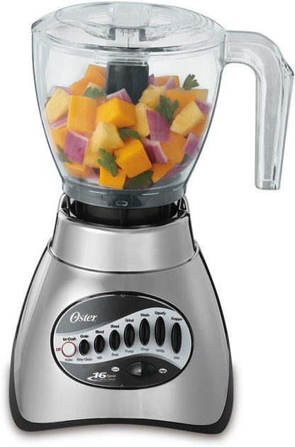 Oster Classic Series Blender - 16-Speed with Food Chopper & 6-Cup Glass Jar | Brushed Nickel Finish