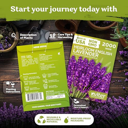 English Lavender Seeds Heirloom 2 Pack - Fragrant Herb for Garden & Aromatherapy