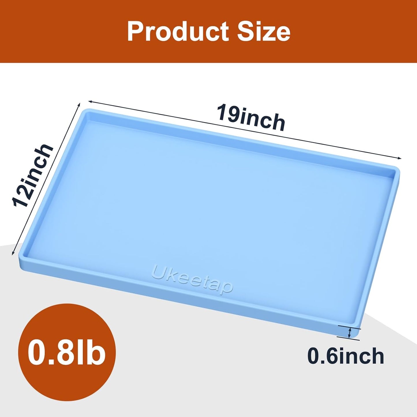 Skiennix Extra Thick Silicone Dog & Cat Food Mat - Waterproof, Non-Slip, 19” x 12”, Blue