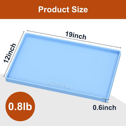 Skiennix Extra Thick Silicone Dog & Cat Food Mat - Waterproof, Non-Slip, 19” x 12”, Blue