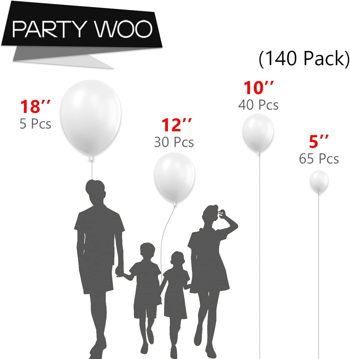 PartyWoo White & Pastel Pink Balloons - 280 Pcs for Stunning Celebrations