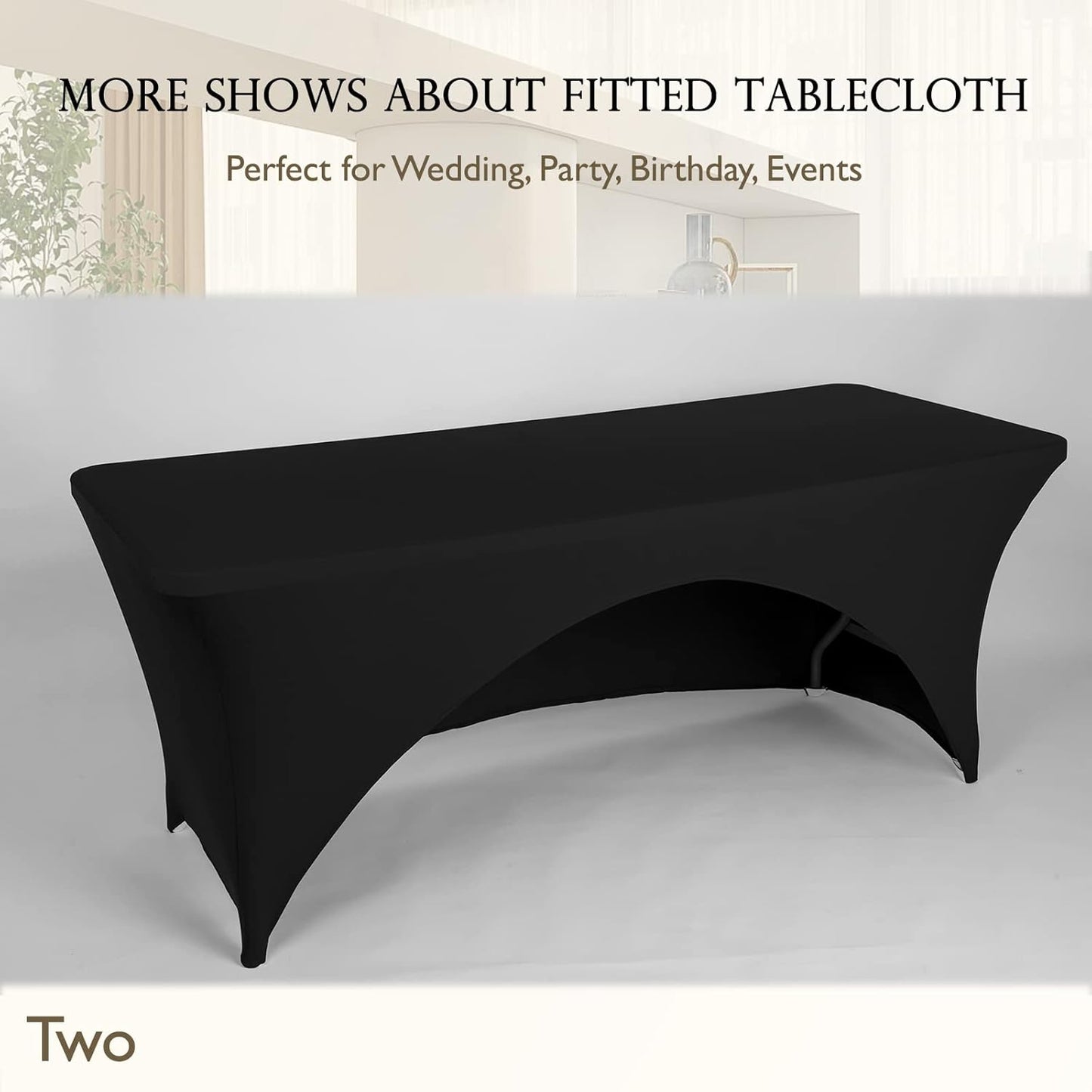 Spandex Table Cover - 4 ft. Fitted Polyester Tablecloth with Open Back - Black