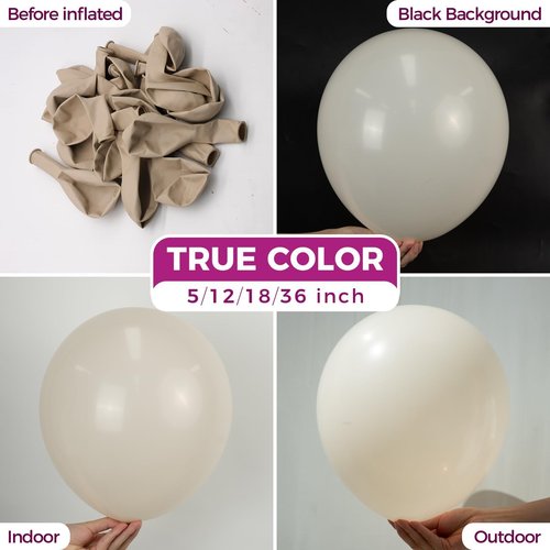 Bezente White Sand Latex Party Balloons - 100 Pack 12 inch Round Helium Sand White Boho Balloons for Easter Engagement Birthday Wedding Bridal Shower Gender Reveal Party Decoration