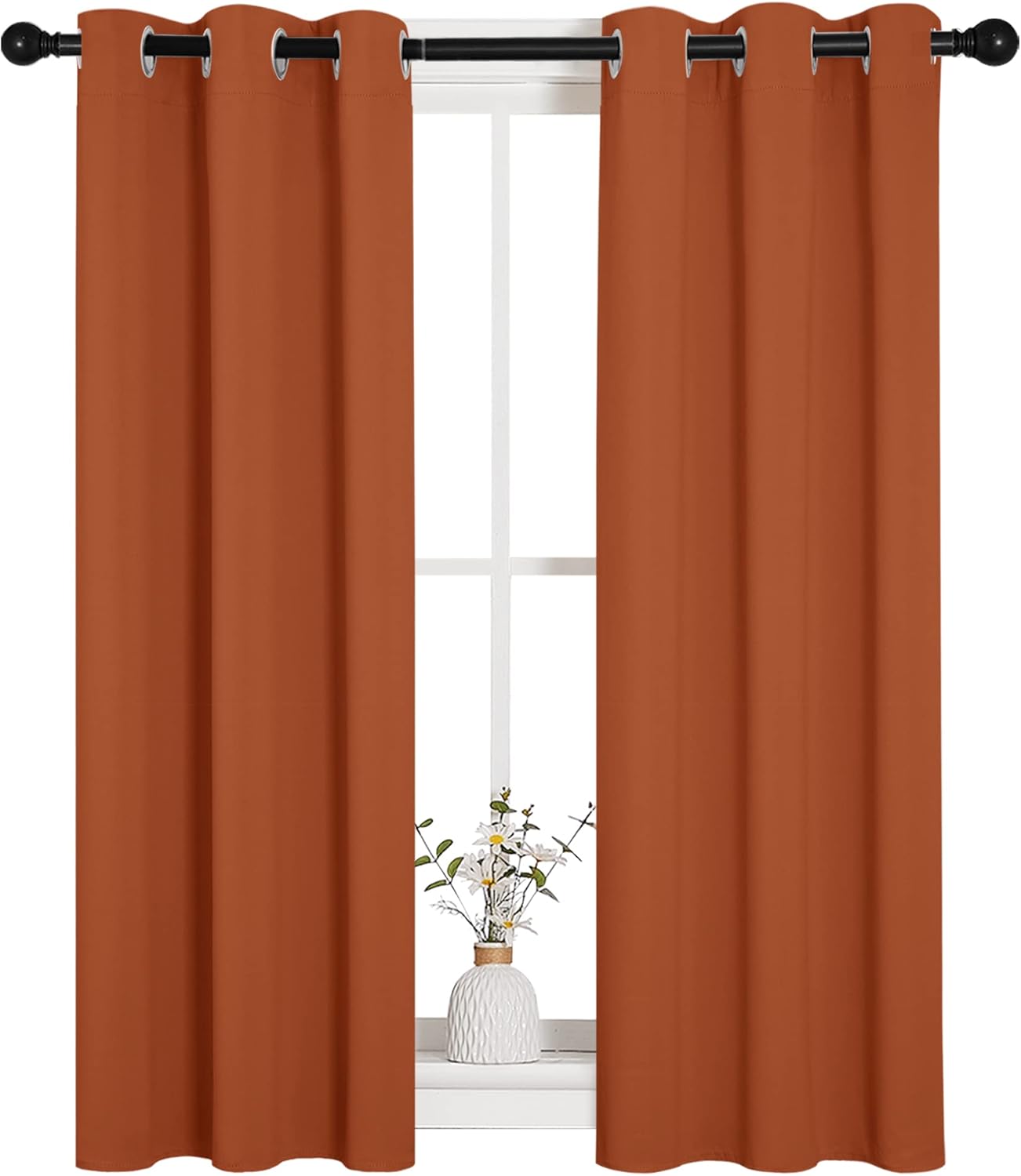 NICETOWN Burnt Orange Blackout Curtains - Thermal Insulated Grommet Drapes for Living Room (1 Pair, 29x45")