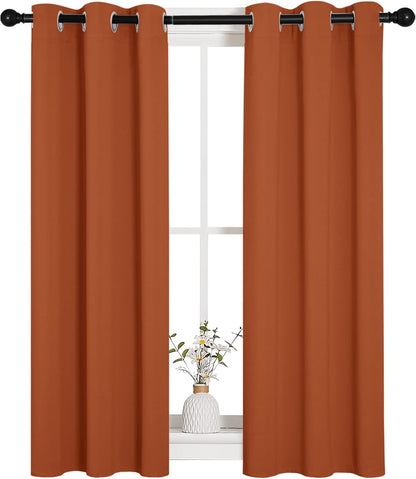 NICETOWN Burnt Orange Blackout Curtains - Thermal Insulated Grommet Drapes for Living Room (1 Pair, 29x45")