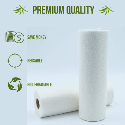Reusable Bamboo Rayon Towels - Pack of 2 Washable Kitchen Paper Towels - Lint free, Zero Waste, Recyclable, 2x20 Heavy Duty Organic Washable Rolls