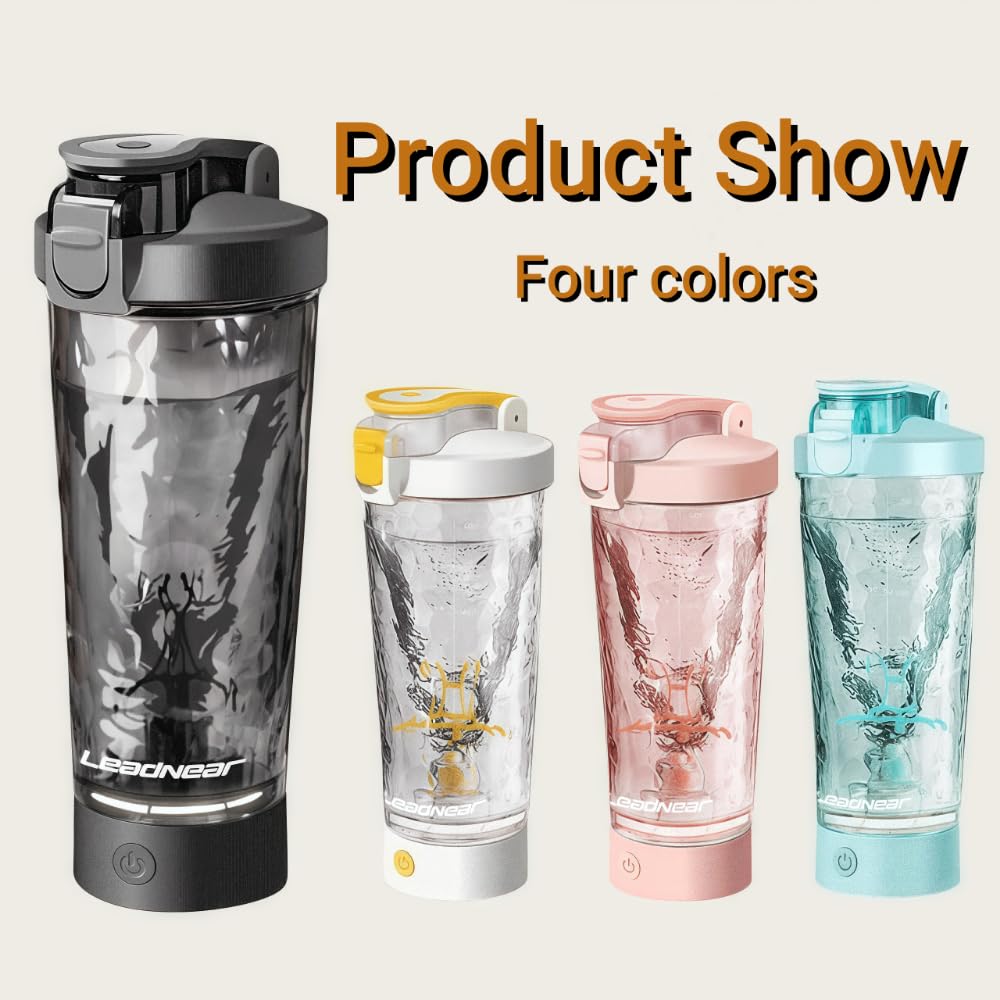 Self Electric Protein Shaker Bottle Automatic Stirring Coffee Cup Portable Sports Mixer Mug Lightweight Large Capacity (White)