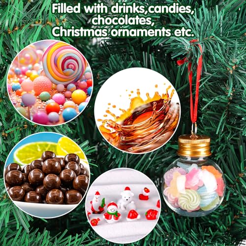 50ml Christmas Booze Balls Set - Fillable Holiday Tree Ornaments, Clear Plastic