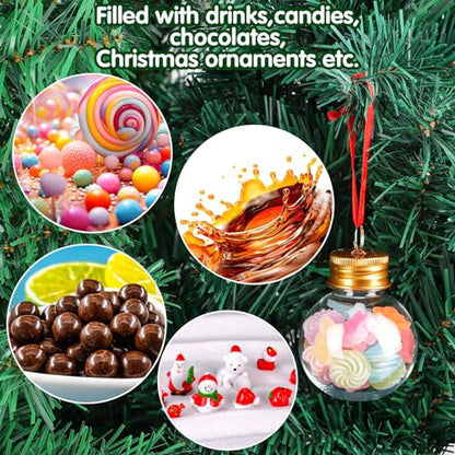 50ml Christmas Booze Balls Set - Fillable Holiday Tree Ornaments, Clear Plastic