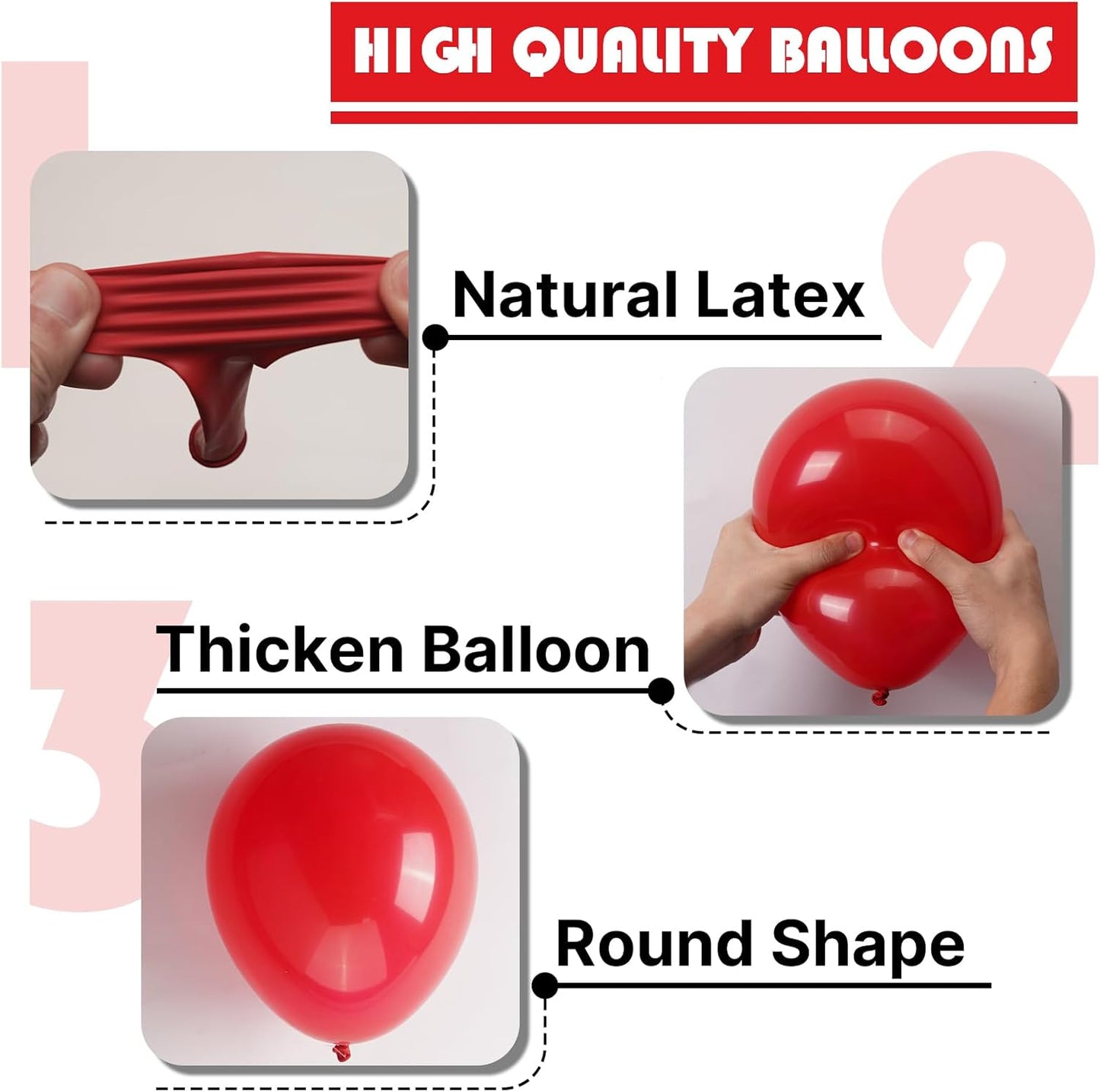 PartyWoo Red Balloon Arch Kit - 140 Pcs in Various Sizes for Birthday, Graduation, and Celebrations