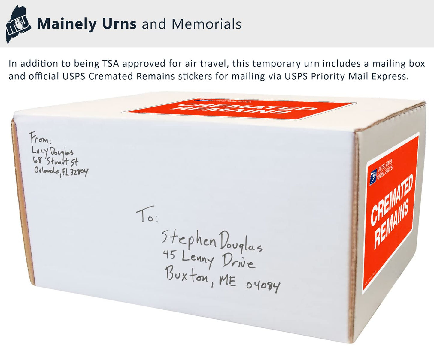 TSA Approved Fly-Safe and Temporary Travel Cremation Urn Kit for Human Ashes - Airline Friendly - 200 Cubic Inch Capacity - Airline-Ready Blue Plastic Urn with Included Travel Box