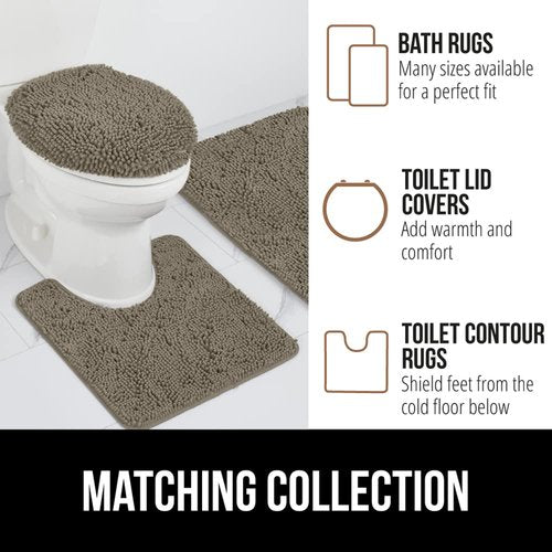 GORILLA GRIP Bath Rug Mat 48x24, Thick Soft Absorbent Chenille, Quick Dry Microfiber Mats, Rubber Backing Washable Shower Floor Rugs, Bathmat Runner, US Designed Bathroom Home Decor Accessories Latte