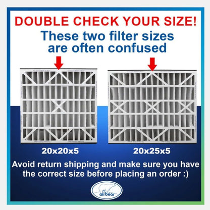 Trion Air Bear Pleated Air Filter - MERV 11 | 20” x 25” x 5” (2-Pack) for Superior Air Quality