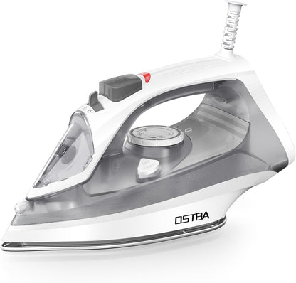 OSTBA 1600W Steam Iron - Rapid Heating, Nonstick Soleplate, Self-Cleaning, 300ml Water Tank