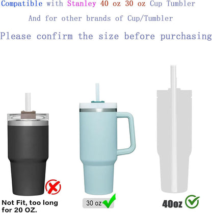 Stanley 6 Pack Replacement Straws - Durable Plastic with Cleaning Brush for 30 oz & 40 oz Tumblers