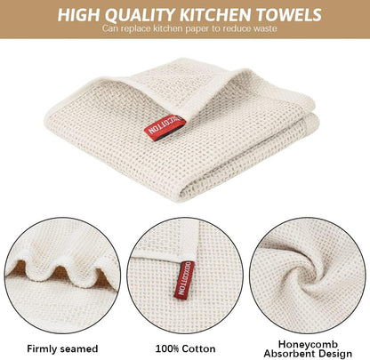 Niallant Cotton Kitchen Towels - Soft & Absorbent Dish Rags | 12 Pack, 12x12 Inch