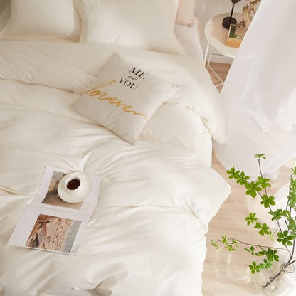 AMWAN Queen Size Duvet Cover Set - Soft Washed Microfiber in Cream White with Zipper Closure | 90”x90” + 2 Pillowcases