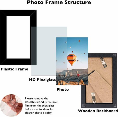 JCJMY 3x5 Picture Frame - Black Tabletop Photo Frame with Shatter-Resistant Plexiglass