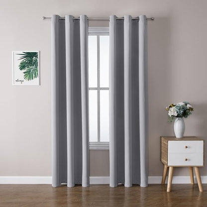 ChrisDowa Blackout Curtains - Thermal Insulated Room Darkening Panels, Light Grey, 42 x 72 Inch, 2-Panel Set