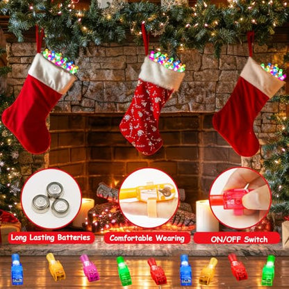 Christmas LED Finger Lights Set - Light Up Party Favors for Kids & Holiday Events - Variation of Christmas Style 1