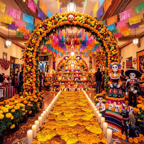 Day of the Dead Marigold Path Runner for Aisle & Decor - 2x10 ft
