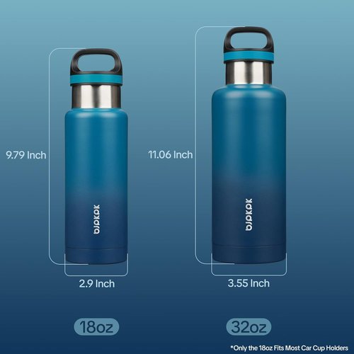 BJPKPK Insulated Water Bottle - 18oz Stainless Steel Flask with Handle | Double-Wall Vacuum, BPA-Free, Indigo Black