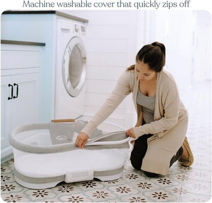 HALO BassiNest Luxe Swivel Sleeper - 360° Rotating Baby Bassinet with Vibrations & White Noise, Dove Grey Tweed