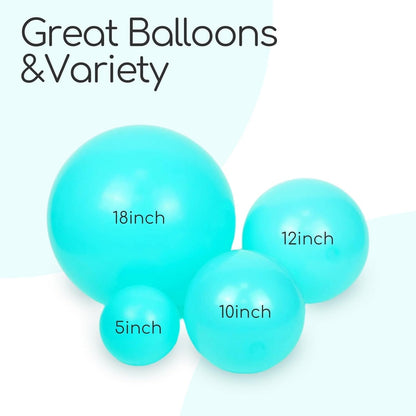 Skiennix Teal Balloon Arch Kit - 120 Pcs Turquoise Balloons in 5, 10, 12, 18 Inch Sizes for Parties