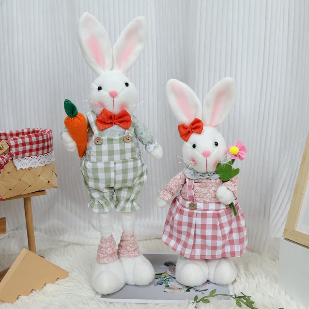 Stretch Legs Easter Bunny Decoration - Charming Pink Figurine for Spring Home & Office Decor