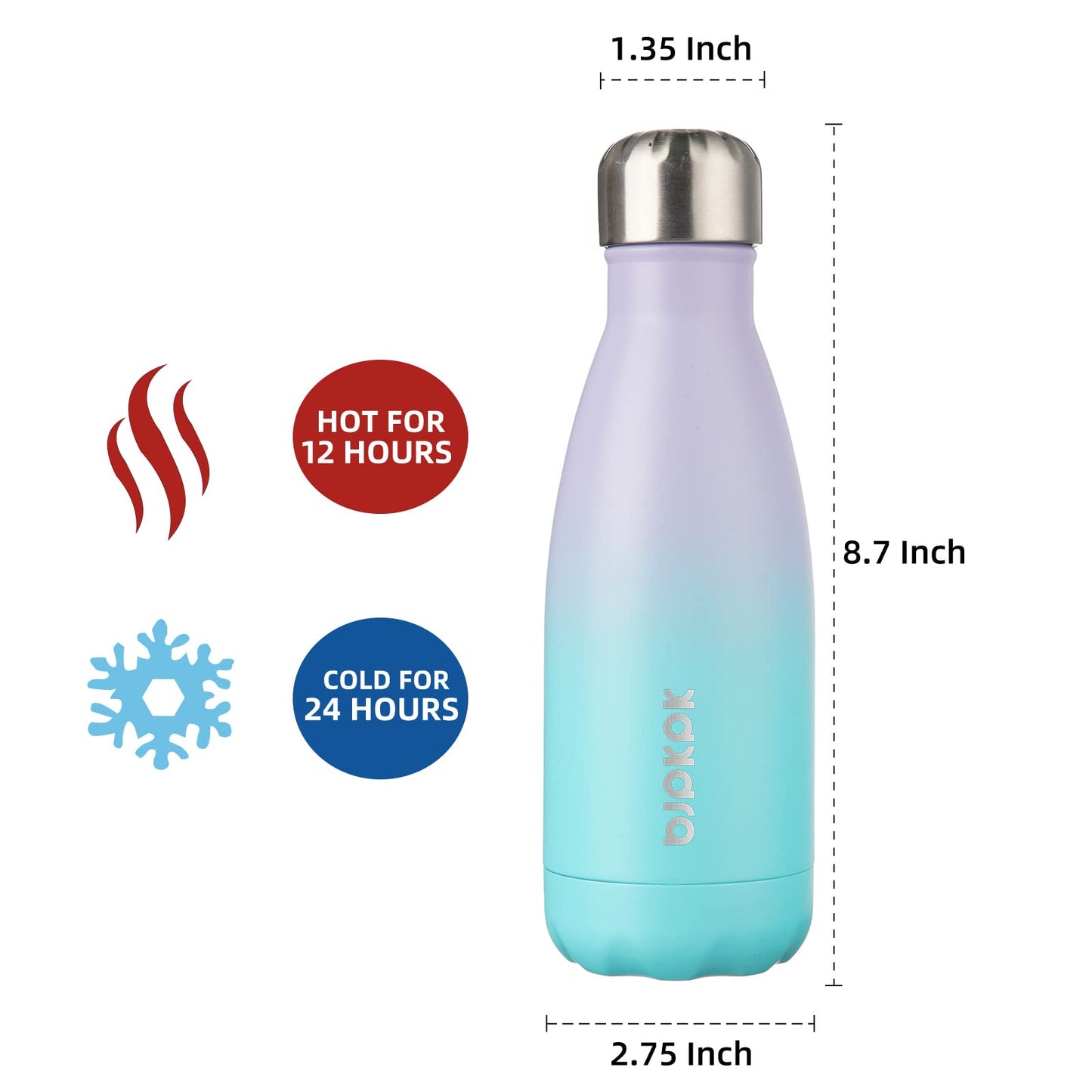 BJPKPK 12oz Water Bottle Stainless Steel Water Bottles Insulated Metal Water Bottle For Travel,Oasis