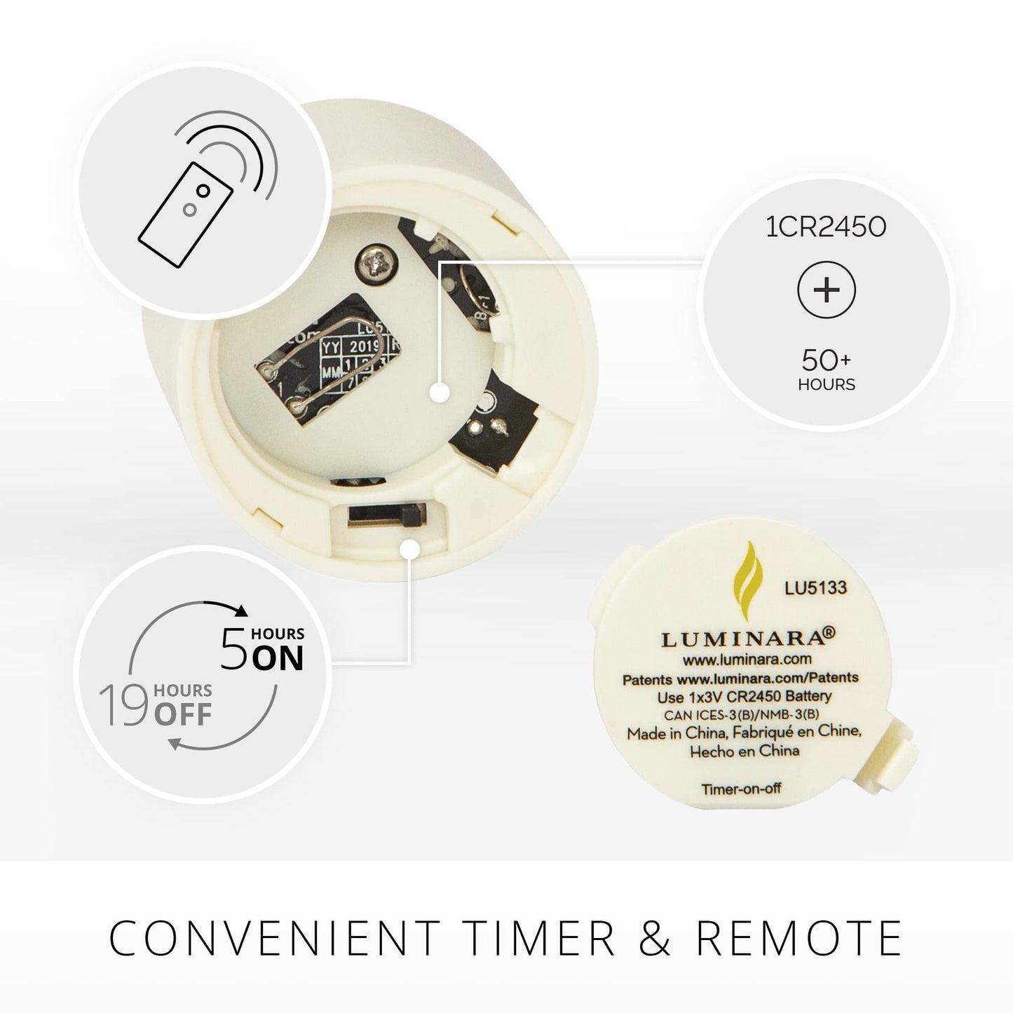 Luminara Flameless LED Tea Light Candle, 1.4" x 2", Pack of 2, Pearl Ivory, Real Flame, Battery Operated w/Remote Timer Function, Paraffin Wax