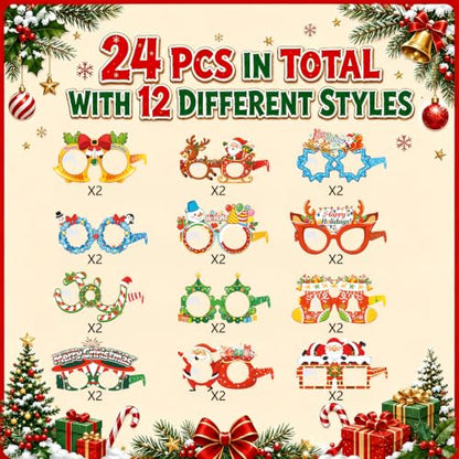 Christmas Party Sunglasses - 24 Pairs Holiday Photo Booth Props - Variation of THIS listing