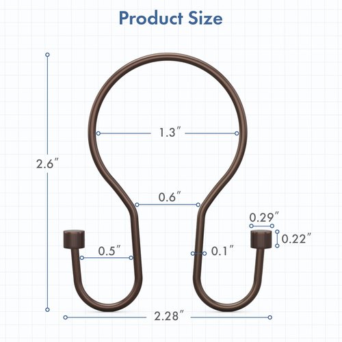 Bathway Shower Curtain Hooks Bronze Shower Curtain Rings with Cylindrical Design, 12Pcs Metal Shower Curtain Hooks Rust Proof, Smooth Glide Double Shower Hooks Rings for Shower Curtain