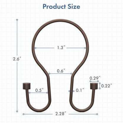 Bathway Shower Curtain Hooks Bronze Shower Curtain Rings with Cylindrical Design, 12Pcs Metal Shower Curtain Hooks Rust Proof, Smooth Glide Double Shower Hooks Rings for Shower Curtain