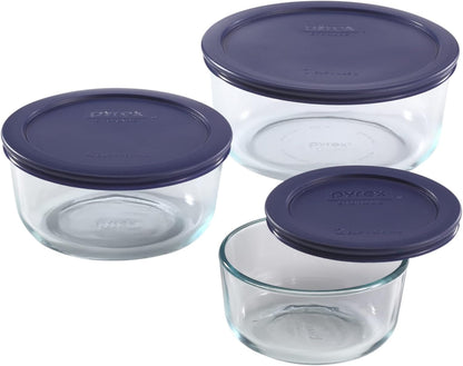 Pyrex Simply Store Glass Food Storage Containers Set - 3-Pack Meal Prep with BPA-Free Lids | Dishwasher & Microwave Safe (2, 4 & 7 Cup)