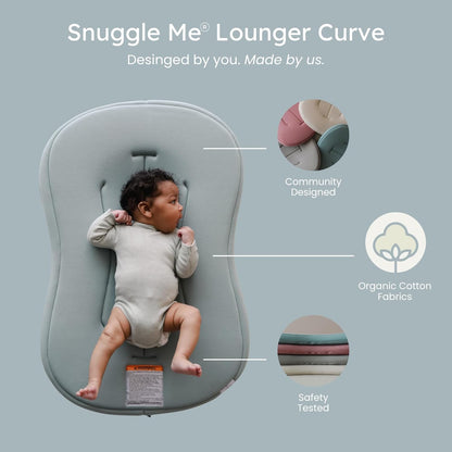 Snuggle Me® Baby Lounger - Premium Organic Cotton Infant Nest with Foam Core & Travel Bag | Slate (0-6 Months)