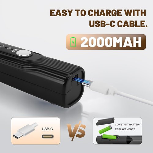 BEoffer Milk Frother Handheld Rechargeable 2000mAH Power Frother Wand Electric Foam Maker with 2 Stainless Whisks 3 Speeds Drink Mixer Coffee Frother for Latte, Cappuccino, Matcha, Hot Chocolate, Egg