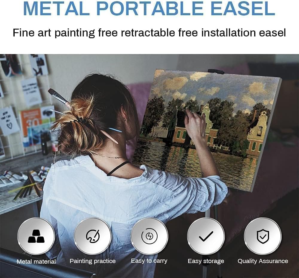 RRFTOK Art Easel Stand - Adjustable 17 to 66 Inch Aluminum Tripod for Painting | Portable Canvas Display with Carry Bag for Beginners and Students