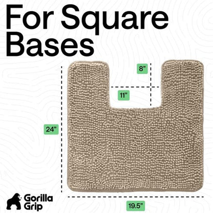 Gorilla Grip Plush Chenille Bath Rug Mat - Soft, Absorbent, Machine Washable | Gray Beige, Toilet Base Fit