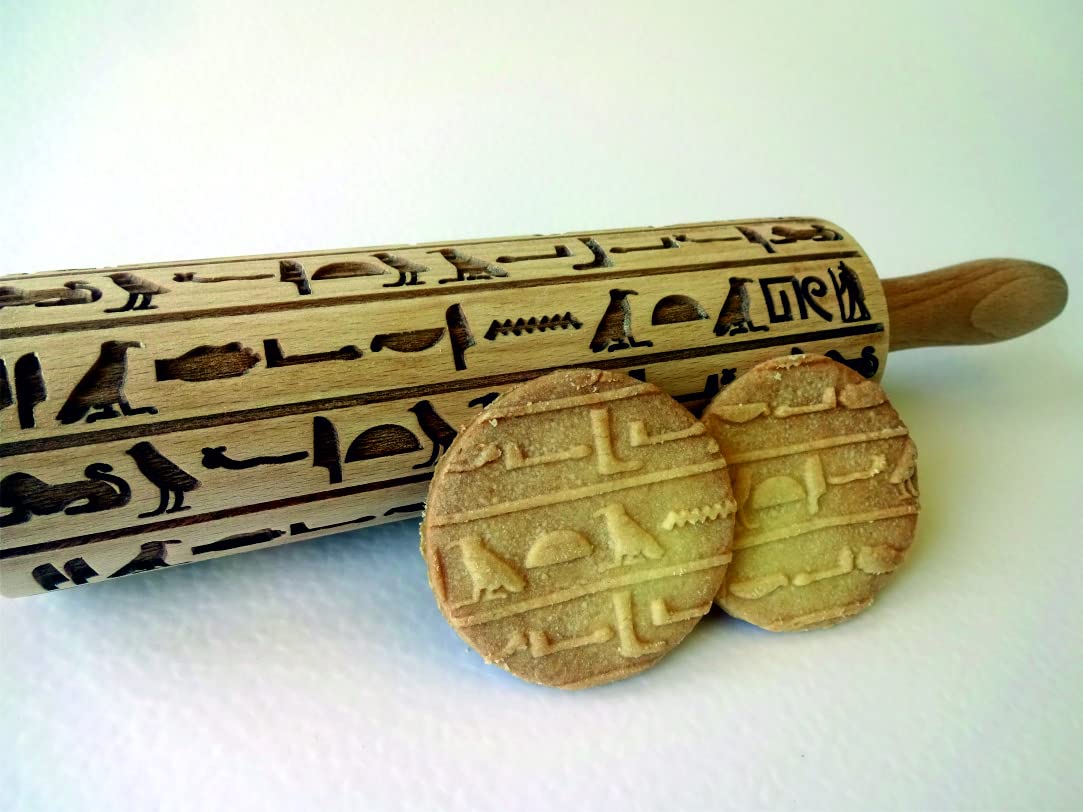 EGYPT HIEROGLYPHS EMBOSSING ROLLING PIN LASER ENGRAVED ROLLING PIN for EMBOSSED COOKIES GIFT for FRIEND