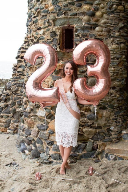 Pearl Pink 40-Inch Number Balloons by [Brand Name] - Perfect for Birthdays, Anniversaries & Proposals