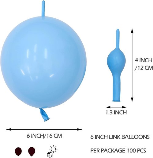 IN-JOOYAA 6 Inch Baby Pink Latex Quick Link Balloons - 100 Pcs for Party Decorations